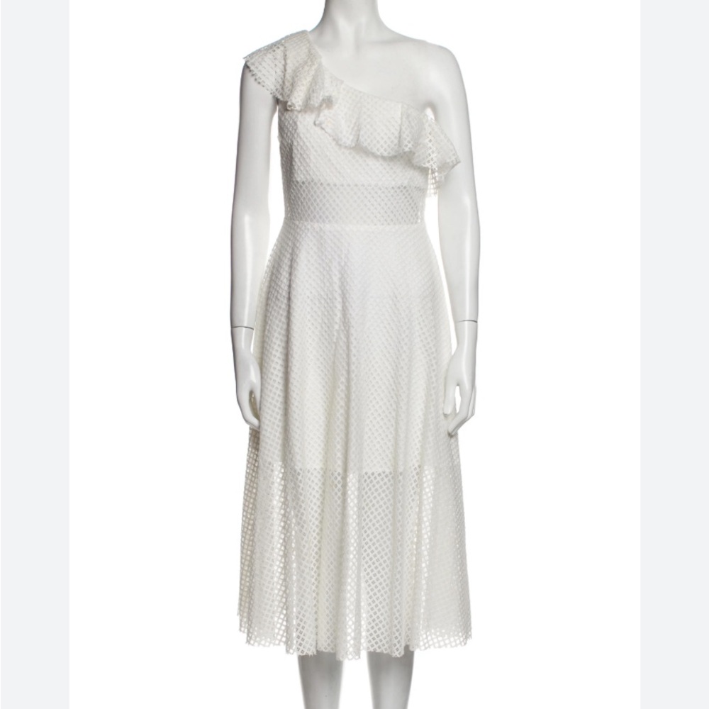 Sandro size 4-6 white lace one shoulder off dress